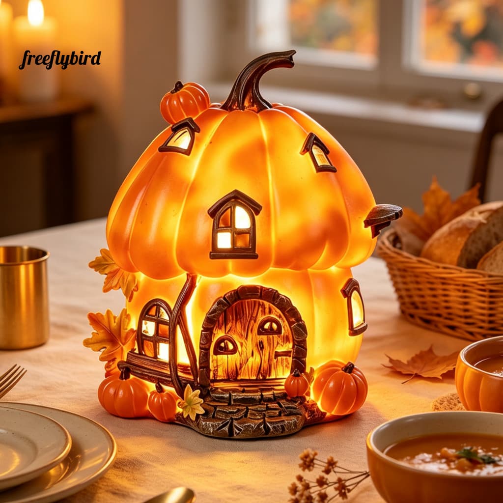 Fz Cabine De Elfo De Conto De Fadas Lâmpada De Ornamento De Halloween , Texturas 3D Intricadas , Estátua De Resina Duráv