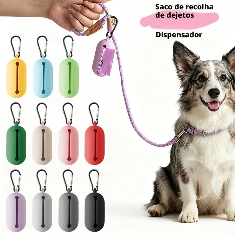 Saco de silicone para armazenamento de resíduos de animais de estimação, saco para cocô de cachorro para uso ao ar livre