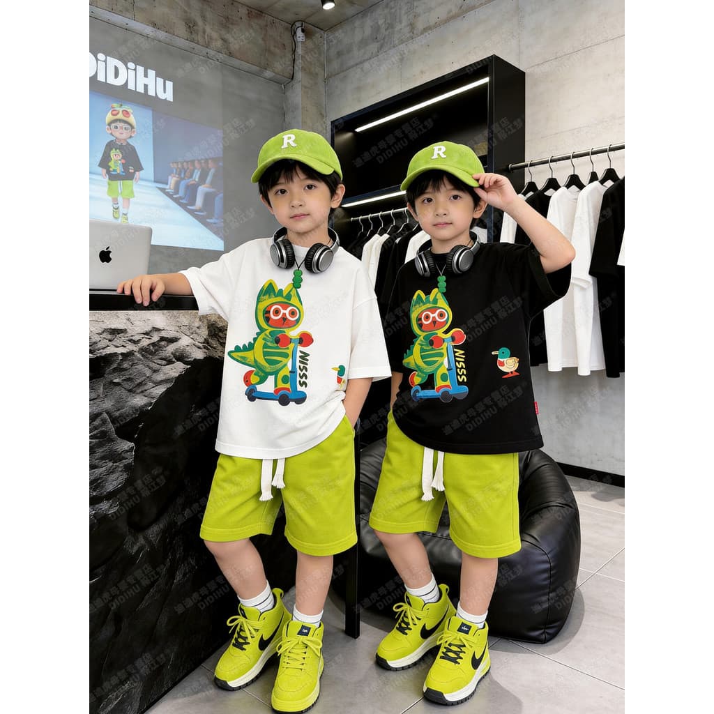 Verão novo estilo puro algodão meninos camiseta de manga curta versão coreana estilo ocidental solto dos desenhos animad