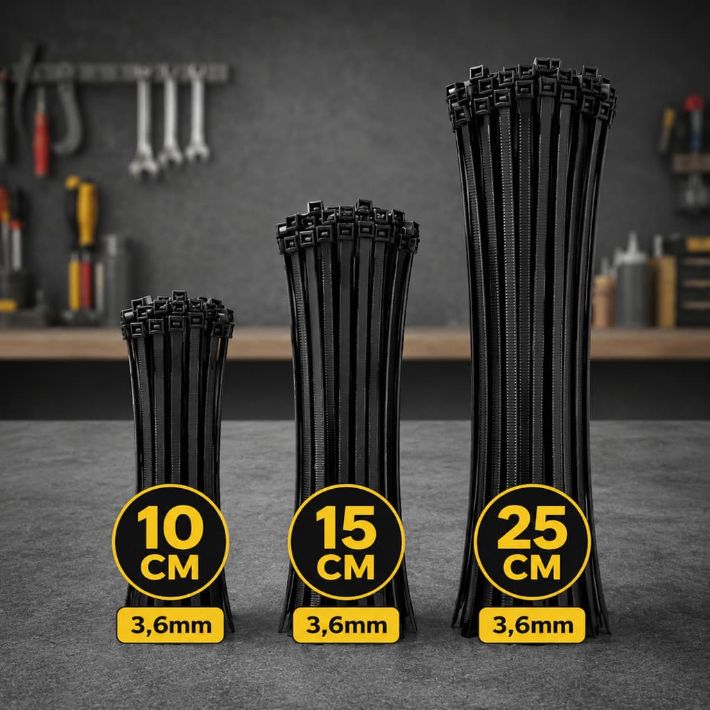Kit Com 300 Fitas Hellerman Enforca Gato Cinta Plástica Abraçadeira Lacre de Nylon Tamanhos 10 15 25cm Preta