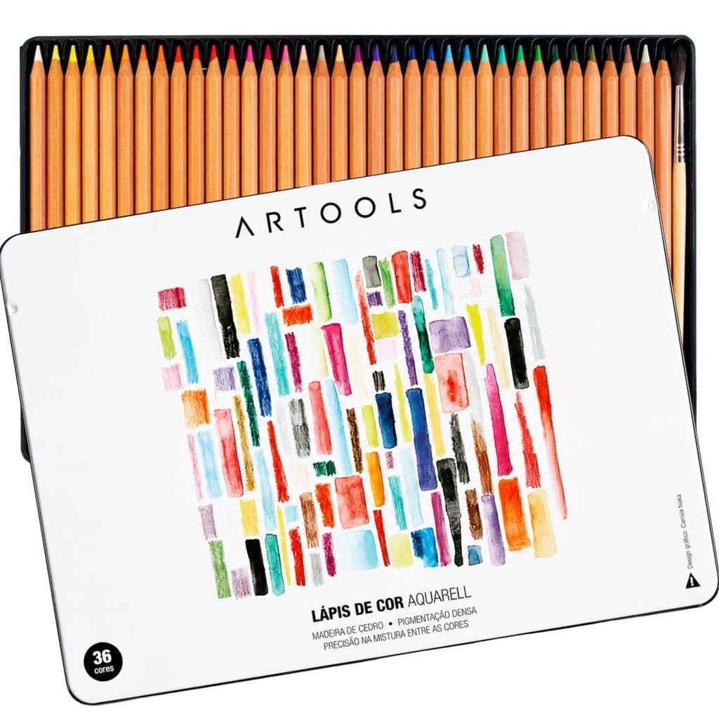 Estojo Lápis de Cor Aquarelável Artools Aquarell 36 Cores + Pincel - 688831