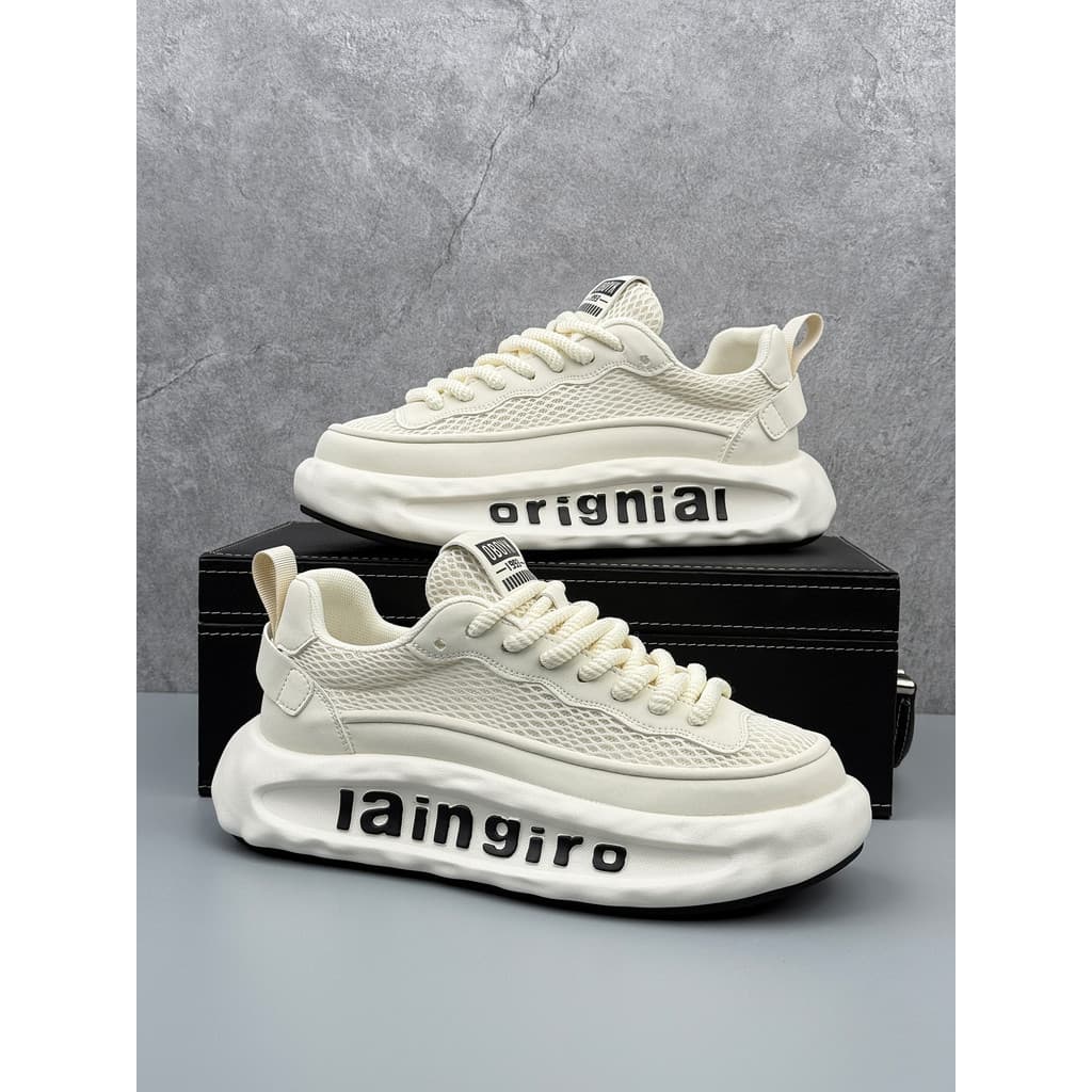 Sapatos masculinos 2026 novo estilo verão malha respirável tênis casuais masculino de sola grossa aumentando tênis na mo