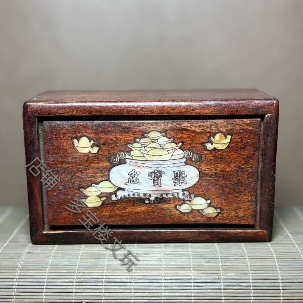 Antigo estilo Retro jacarandá incrustado concha órgão caixa mogno Luban caixa de jóias ornamentos caixa de armazenamento