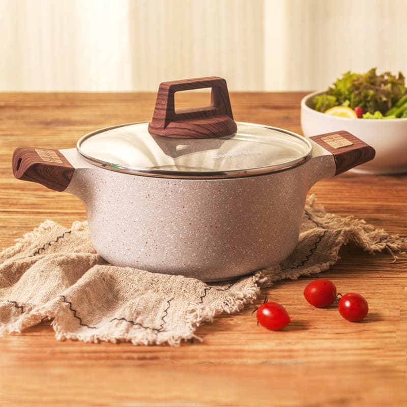 Panela antiaderente de pedra médica importada alemã, panela de sopa a vapor, panela de guisado, chama aberta, fogão de i