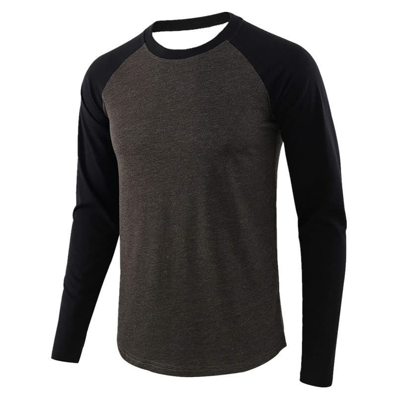 Camiseta de gola redonda estilo europeu e americano, camiseta masculina casual de manga longa, roupa esportiva casual bá