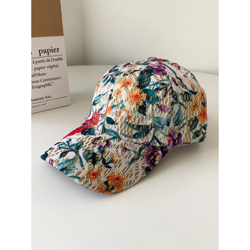 Moda flor boné de beisebol feminino verão novo estilo elegante All-Match guarda-sol chapéu de sol viagem férias boné