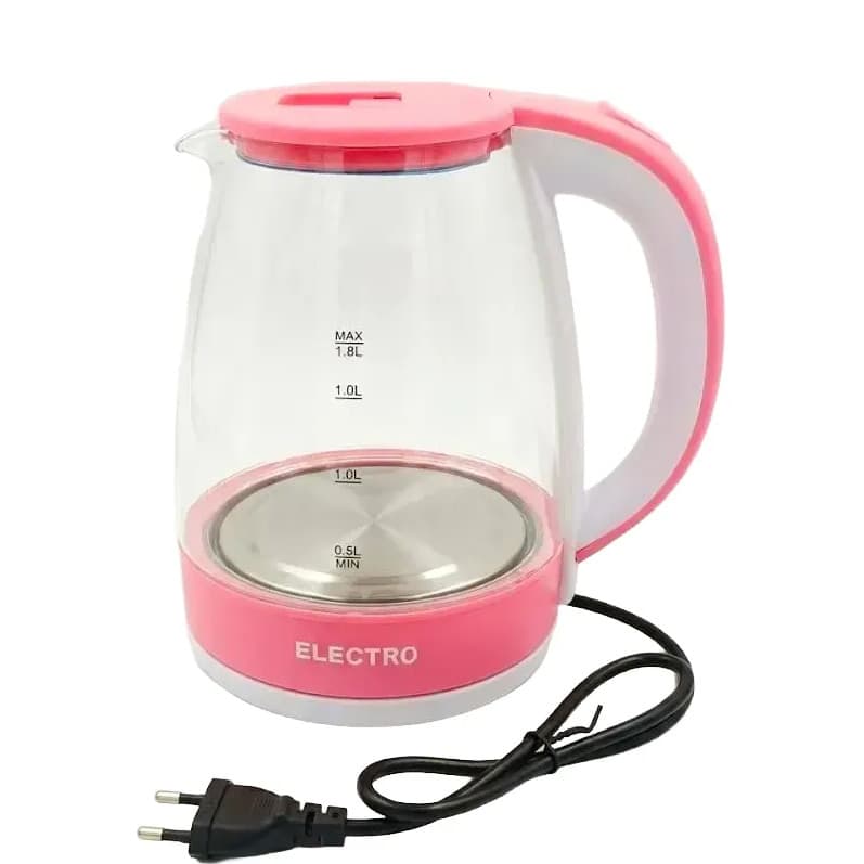 Jarra Chaleira Elétrica Vidro Temperado Led 220 Volts Rosa