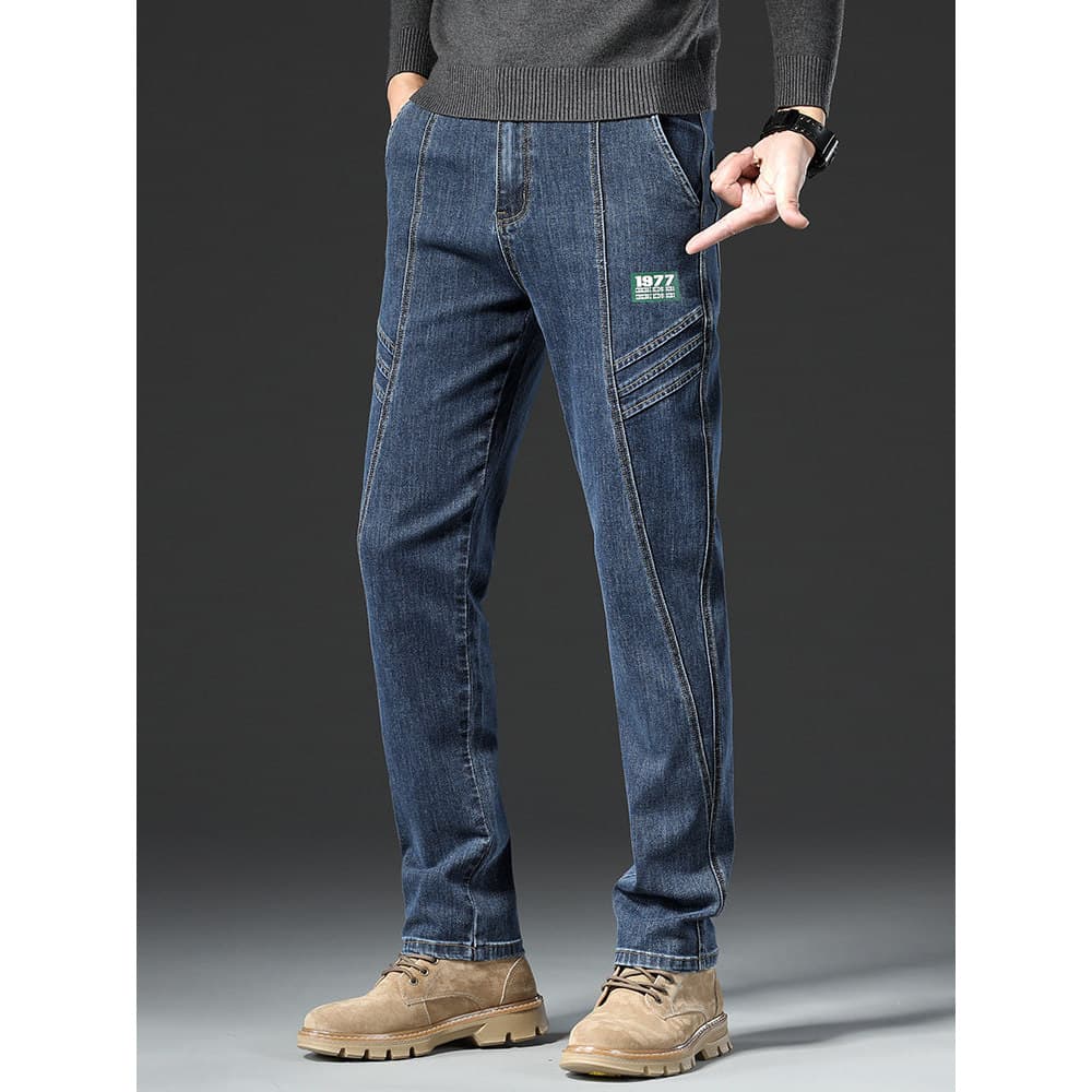 LAIYUEHUI/LAIYUEHUI Primavera Verão All-match Jeans Stretch Slim-fit Calças Masculinas Retas Calças da Moda