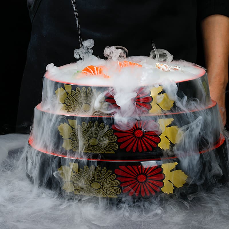 Prato de salmão japonês sashimi placa de gelo de alta qualidade placa de gelo redonda prato de Sushi frutos do mar sashi