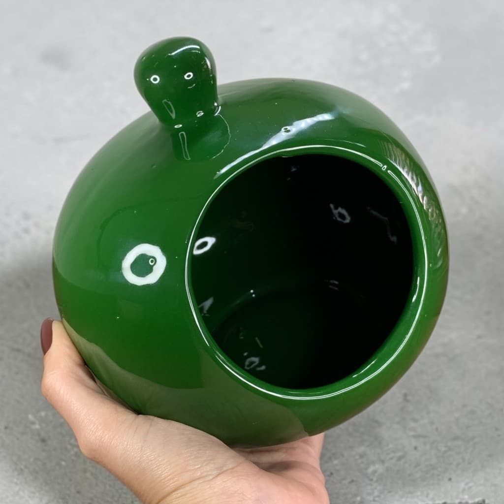 Porta Ingredientes Verde Em Cerâmica Redondo Pintura Esmaltada Para Cozinha Alho Cebola Alimentos