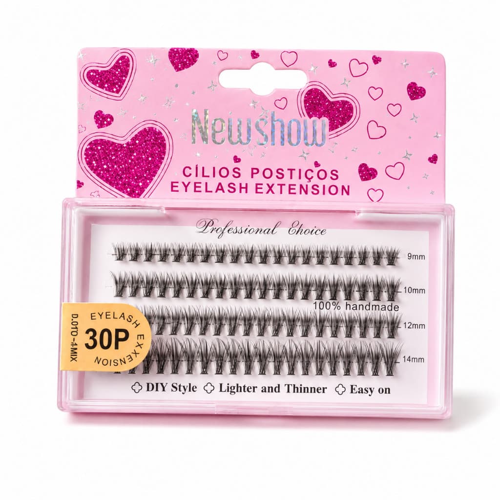 Cílios Postiços New Show 30P Mix 9mm 10mm 12mm 14mm – 1 Unidade