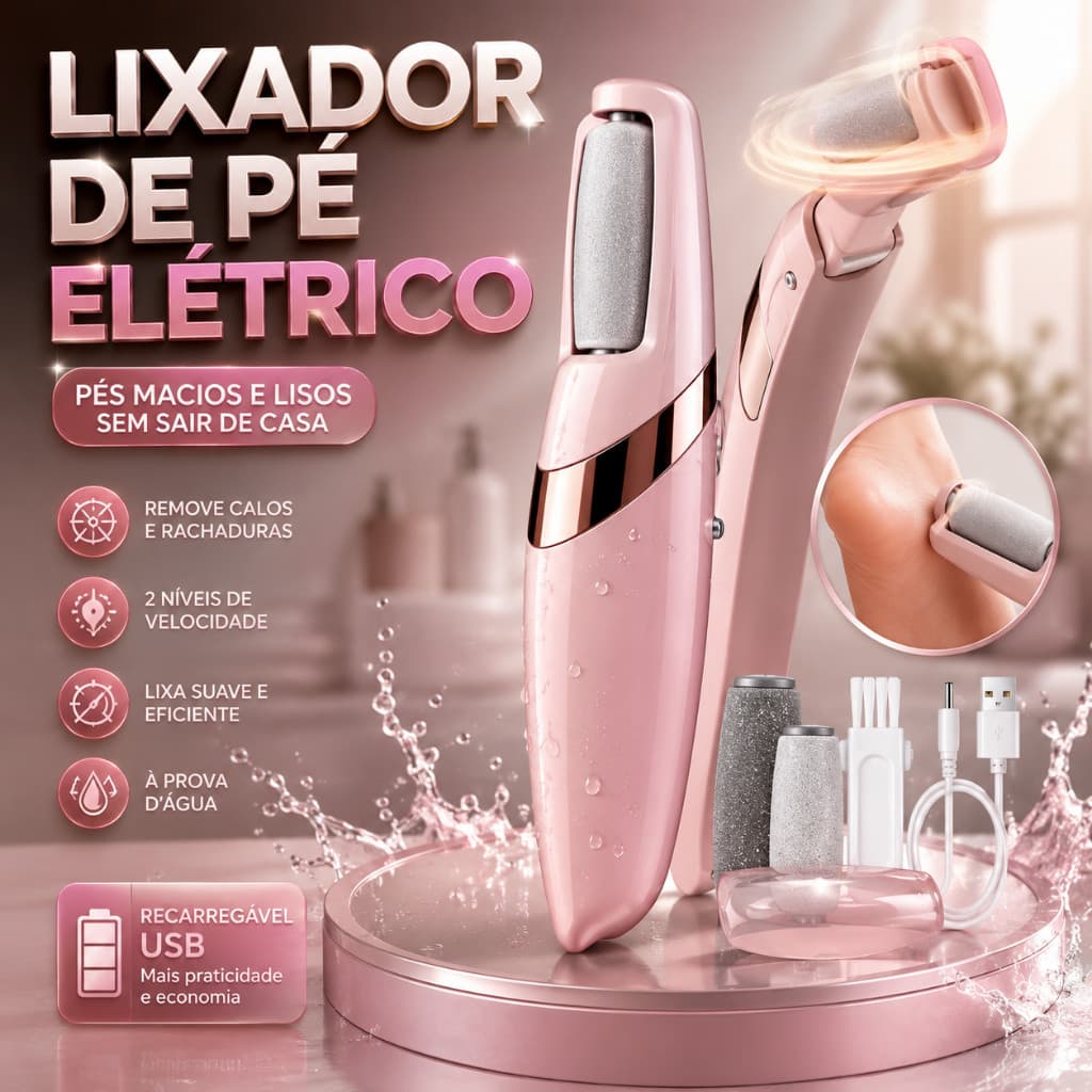 Lixador de Pé Elétrico - Esfoliador Tira Calos Pedicure Portátil