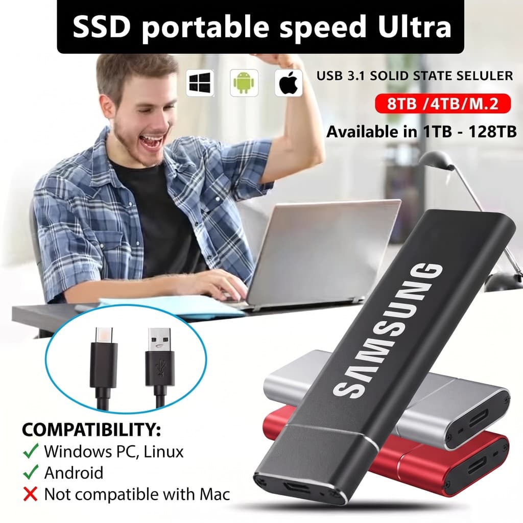 Disco Rígido Externo 128TB 60TB 30TB 16TB Portátil SSD 8TB 4TB USB 3.0 Tipo-C Interface HD De Alta Qualidade