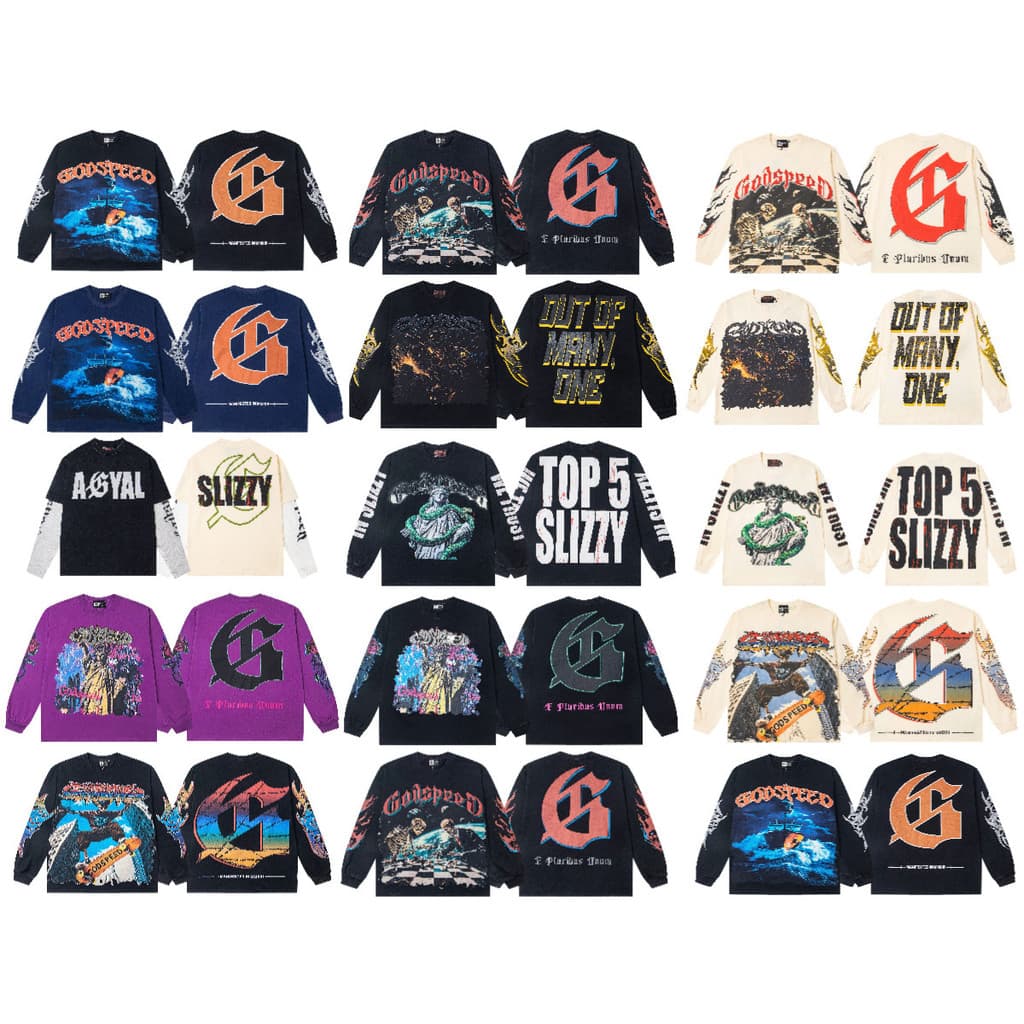 Linda moda Godspeed American Street Hip-Hop estampa retrô puro algodão Casual camiseta de manga comprida 8.21