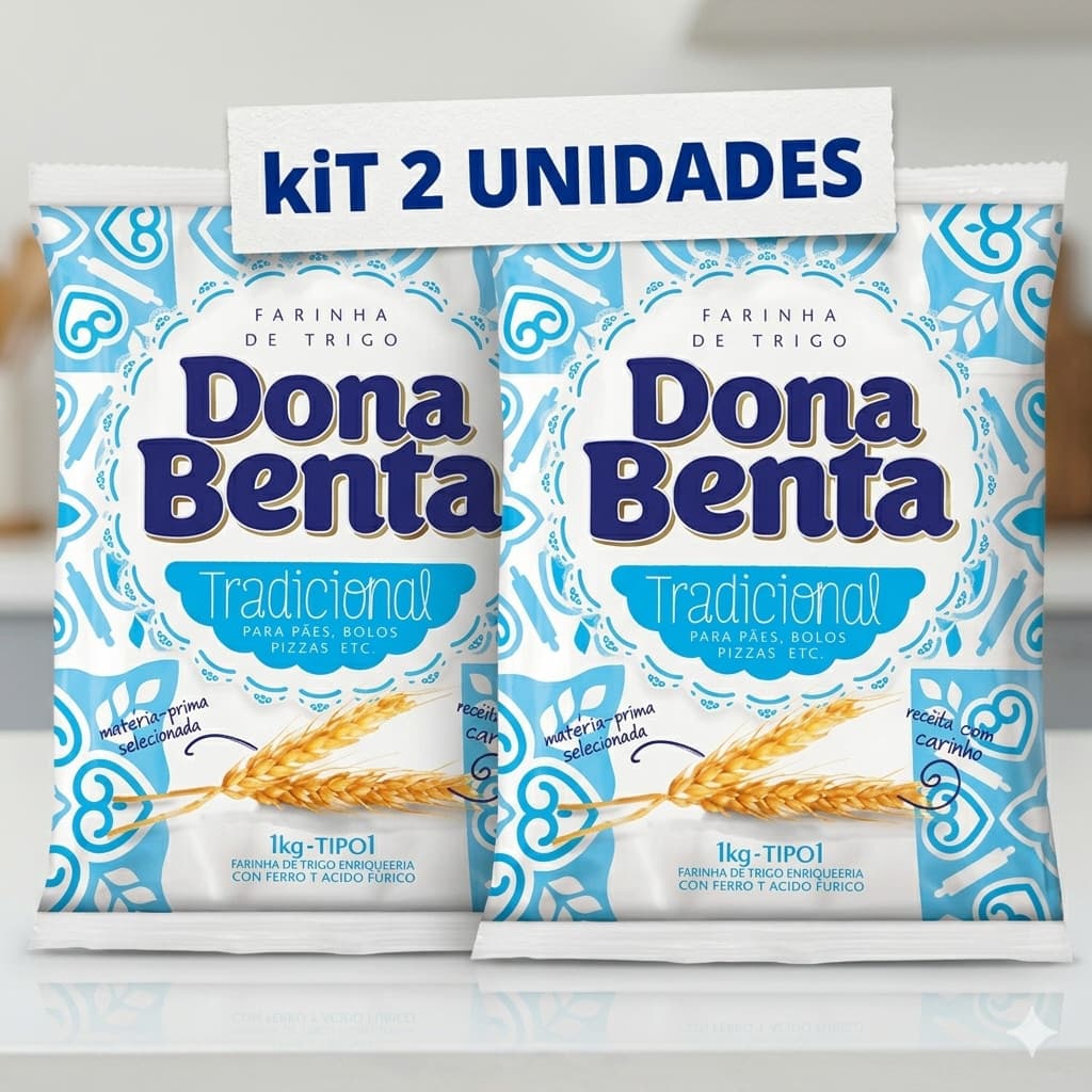 Combo 2 Unidades Farinha De Trigo Dona Benta Bolos E Pães 1kg