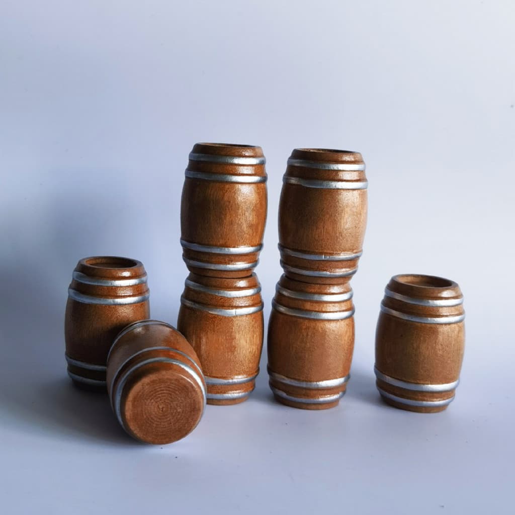 Mini barril de cerveja de madeira à moda antiga, decoração em miniatura, cena de casa de bonecas, barril de madeira fofo