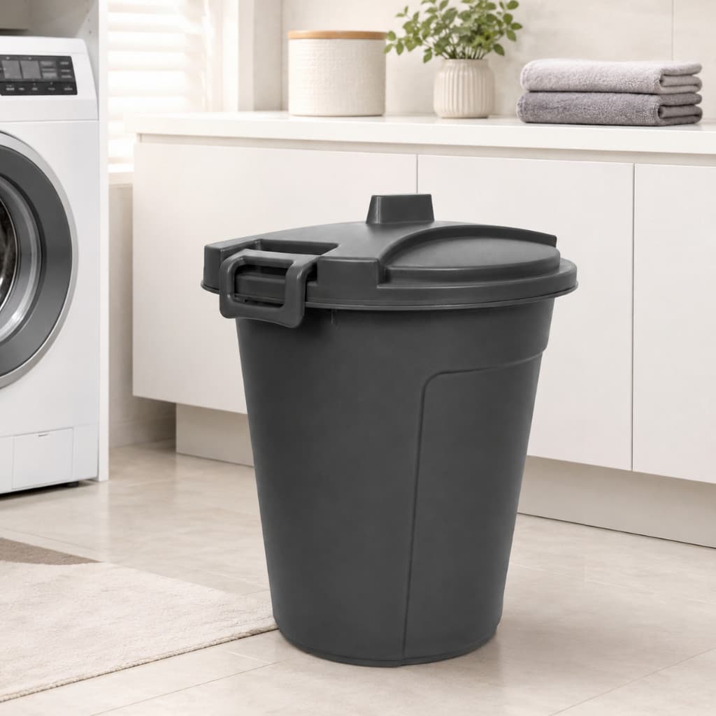 Cesto Multiuso Grande 60 Litros com Tampa Trava Resistente Para Roupas Organização Lavanderia Casa e Quarto
