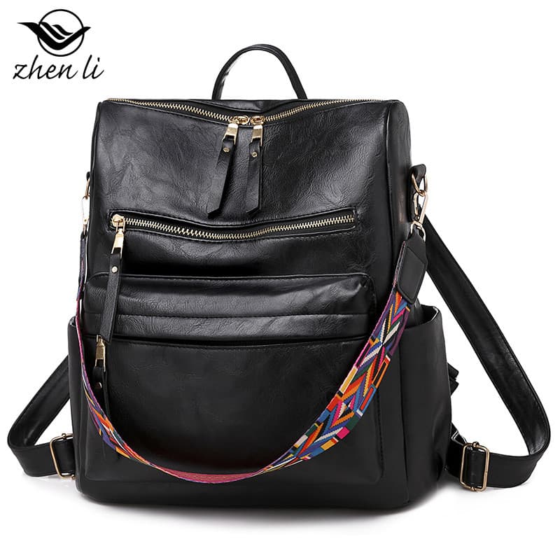 Mochila Grande Adolescente Couro Casual Bolsa De Viagem