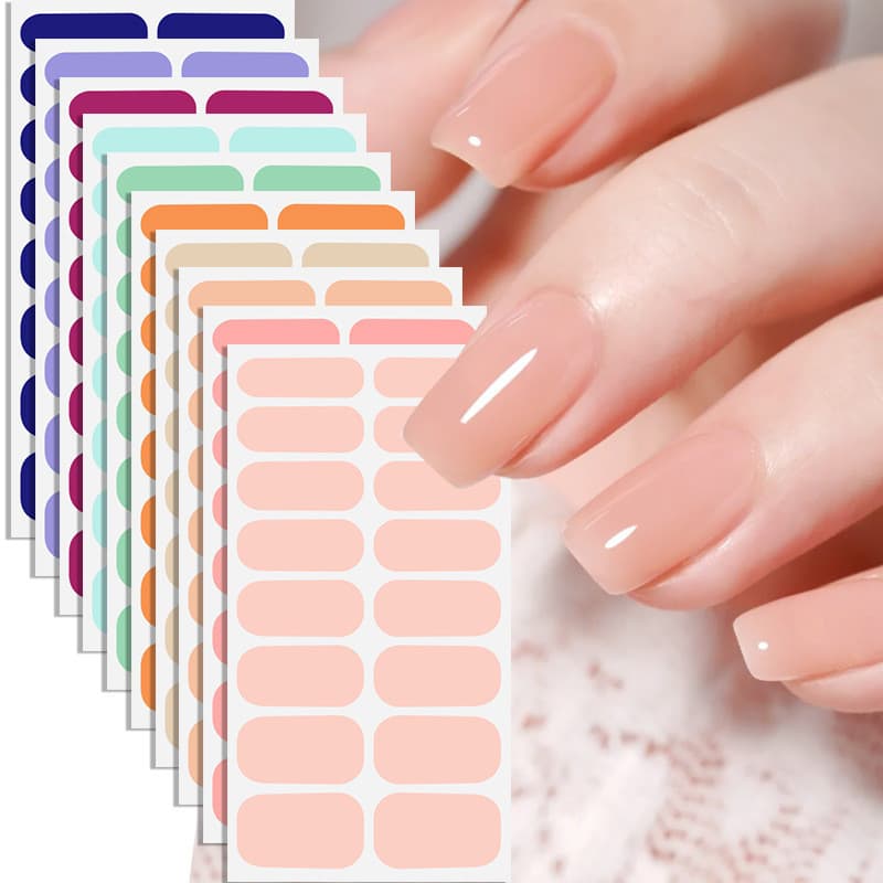 Estoque pronto Zhengxiang cor sólida estilo simples esmalte filme adesivos de unhas 16 dedos venda quente Manicure adesi