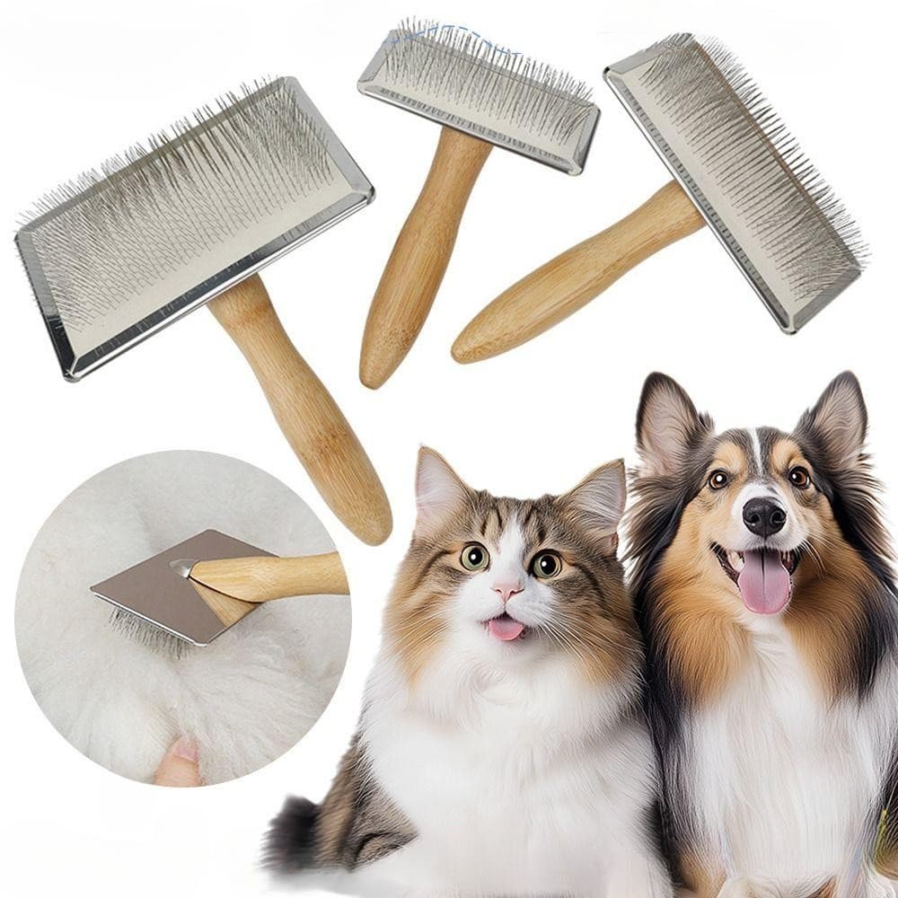 Escova Removedora de Pelos de Animais, Escova de Massagem Durável para Gatos, Escova de Metal com Cabo Ergonômico Fácil