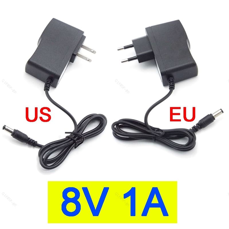 8V 1A 1000ma AC 100V-240V DC 8 Volts Adaptador De Fonte De Alimentação Conversor De Plugue BR16B