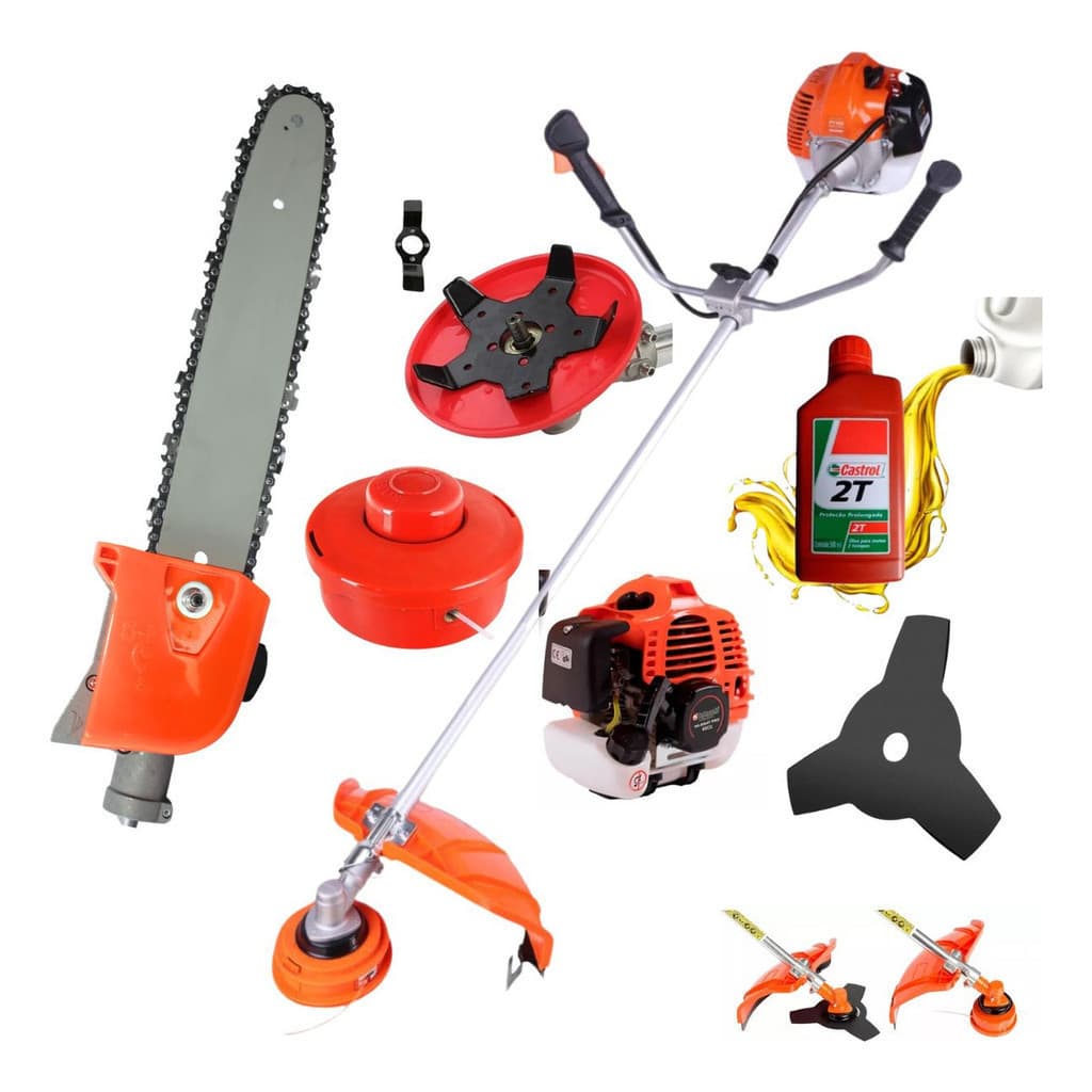 Roçadeira Aparador de Grama Cortador Multifuncional Á Gasolina 3hp 63cc + Motopoda+óleo+lamina 5 pontas