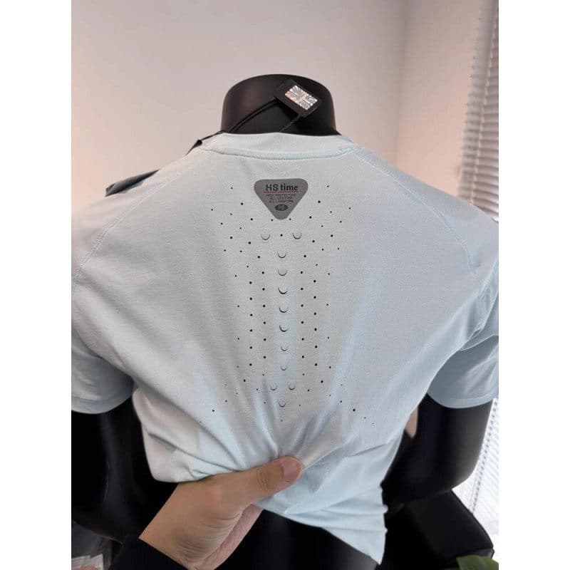 Camiseta pulôver tipo solto de manga curta escala de dragão masculino em torno do pescoço esportes Fitness manguito cami