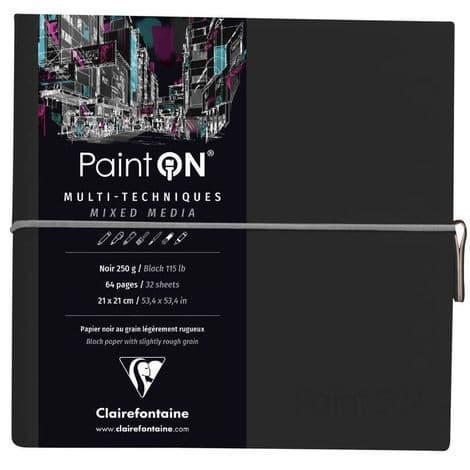 Bloco de Papel Paint On Preto 19x19 Cm 32 Folhas 250g Clairefontaine 975439c