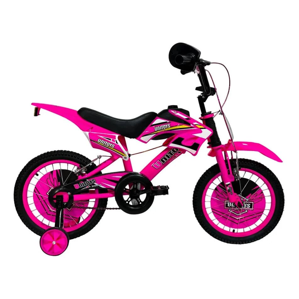Bicicleta Infantil Aro 16 Rosa Moto Cross UniToys