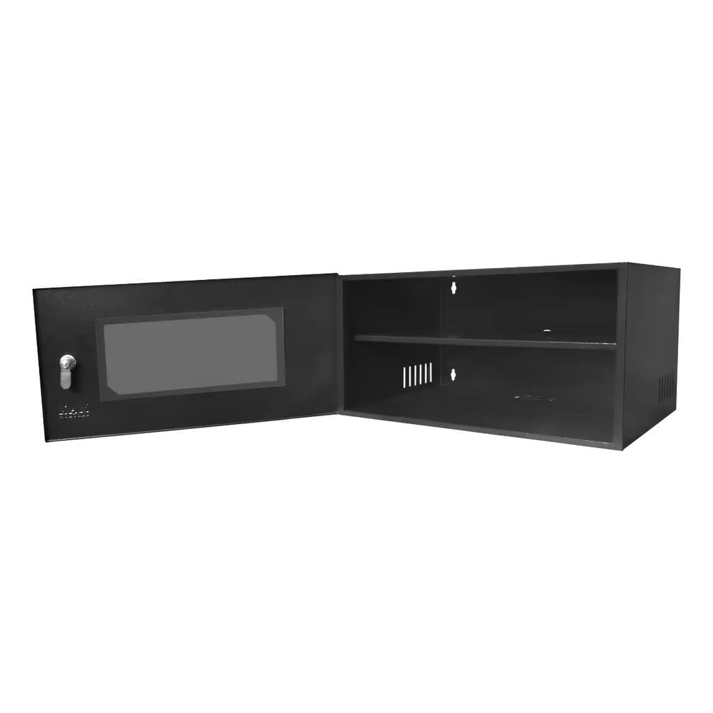 Rack Servidor Padrão 19" 5U 350mm Preto Com Bandeja Fixa Soldada Para CFTV, Telecom e Redes
