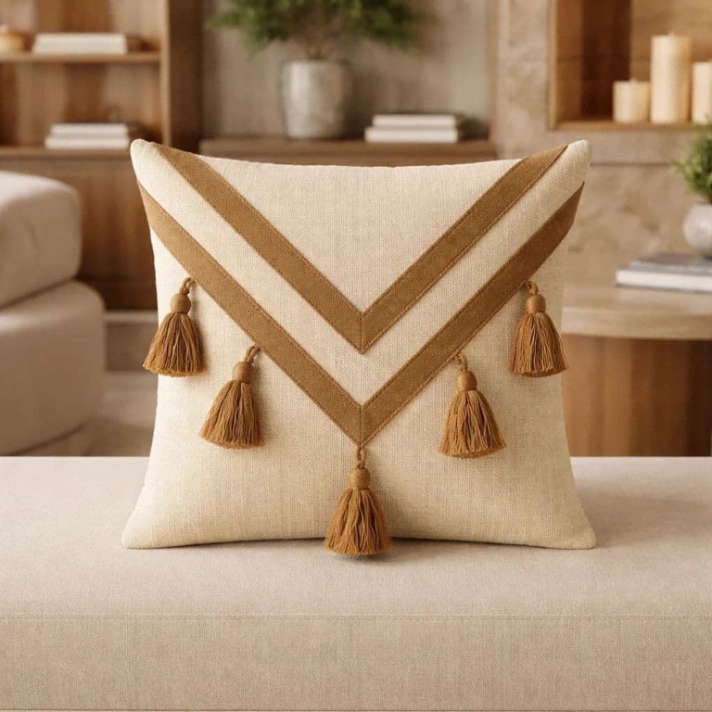 Capa de Almofada Macramê 42x42 Algodão Pompom Artesanal Estilo Boho Decorativa