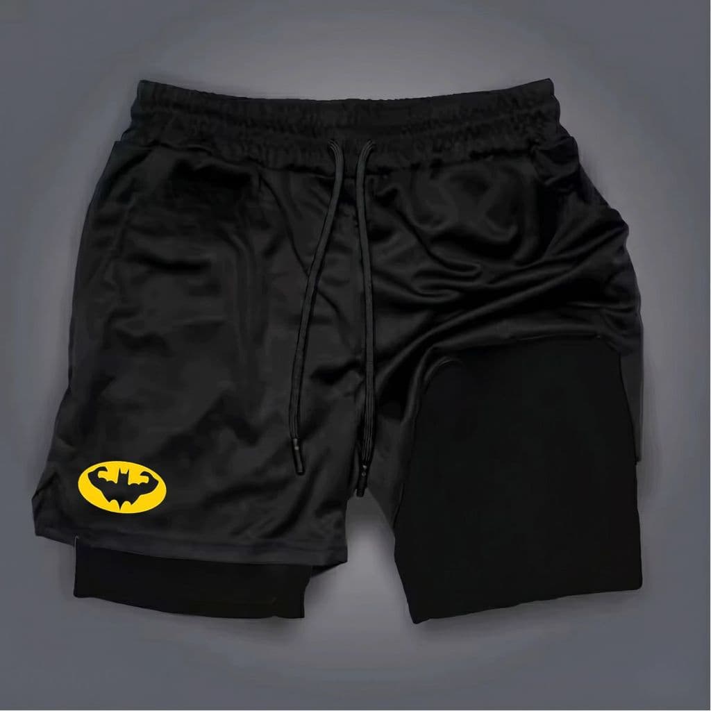 Shorts Bermuda 2 em 1 Para Academia treino perfomance Btman academia maromba short dry compressão