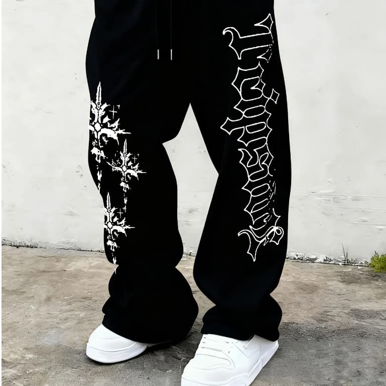 Calça Baggy Masculina Revenge Y2K DRIP Streetwear Gótica Wide Leg Estilo Oversized Hip Hop