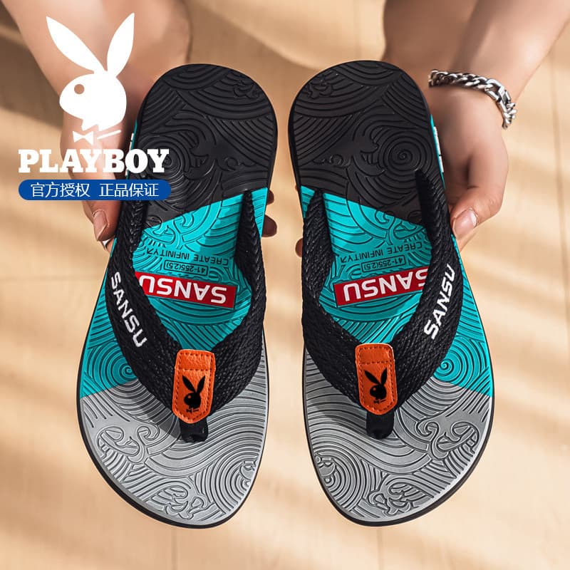 Playboy chinelos masculinos 2026 novo estilo verão chinelos antiderrapantes masculinos Upstream