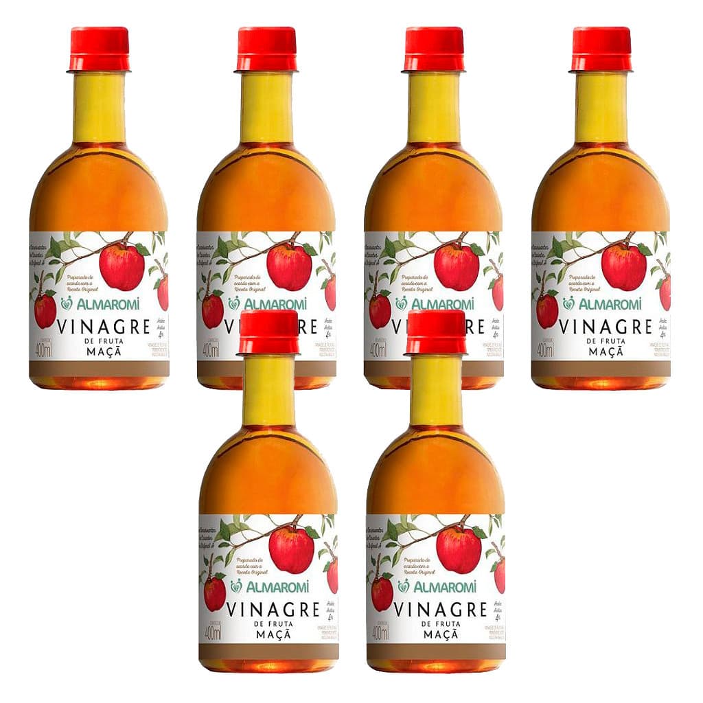 Kit 6x Vinagre De Maçã Almaromi 400ml 100% Puro Fermentado Natural Sem Glúten Para Receitas