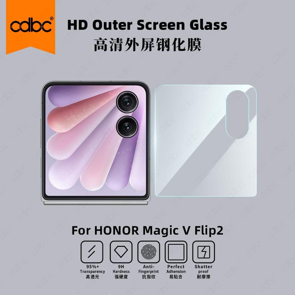 cdbc HD/Película De Tela Externa De Borda Preta Para Honor Magic V FLIP2 Telefone Dobrável Capa Completa Antiarranhões À