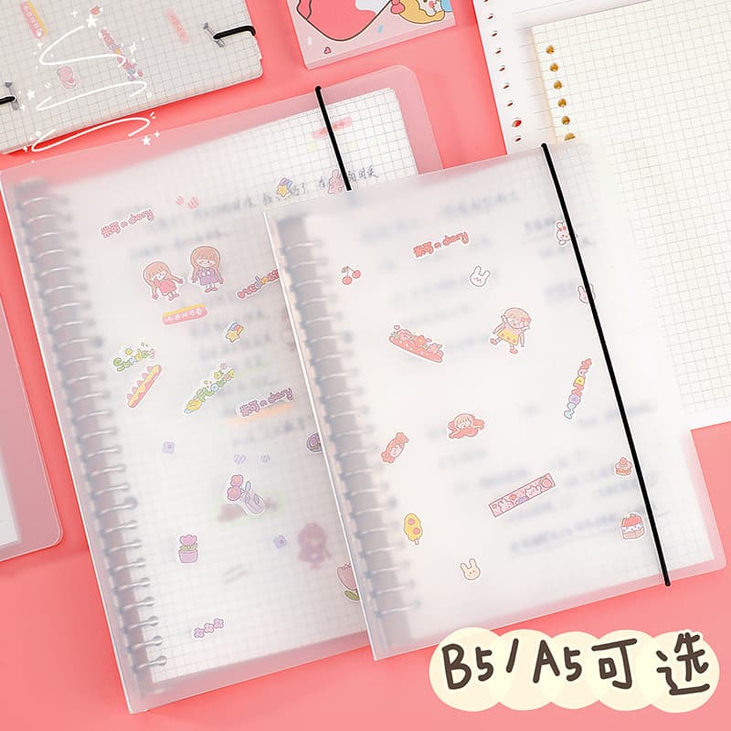 Caderno de folhas soltas destacável b5 recarga de grade horizontal ins pequeno livro vermelho mesmo estilo bonito a5 gra