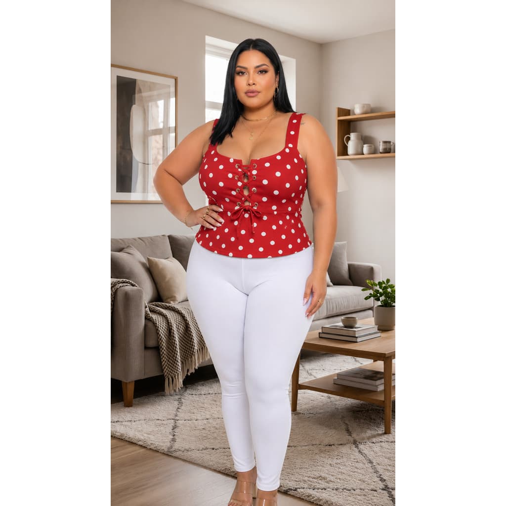 Blusa Corset Poá Feminina GG/G1 Suplex 44 a 52