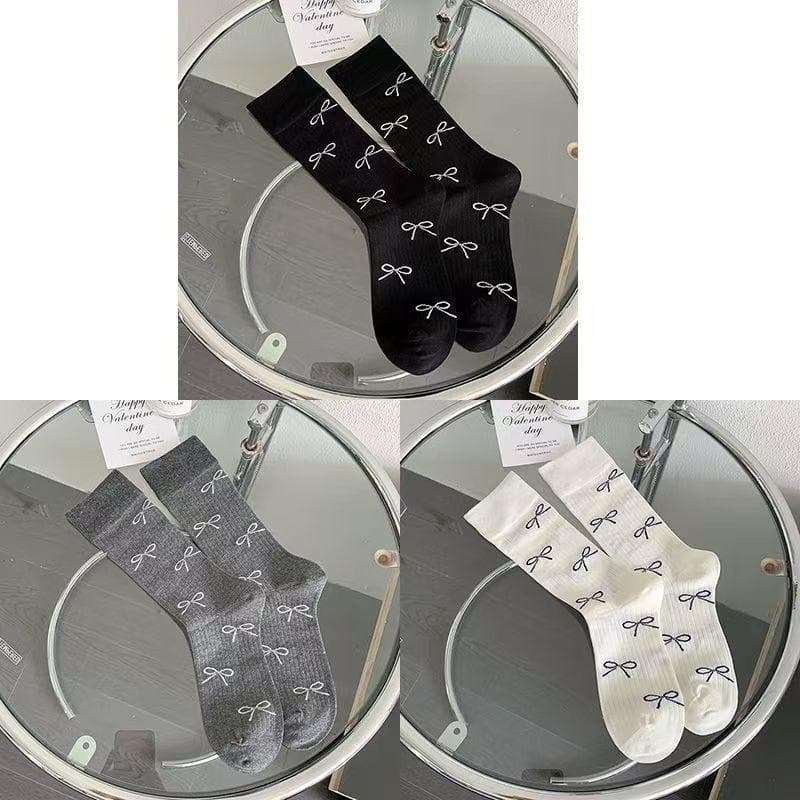 Ballet primavera verão meias finas pilha miu arco feminino Mid-Tube ins doce estilo japonês respirável All-Match s