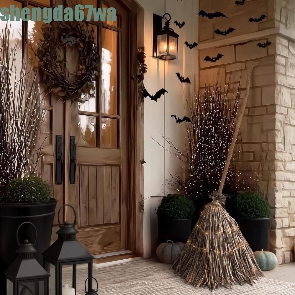 SHENGDA Vassoura De Bruxa Iluminada Para Halloween , Móvel Giratória Elétrica Flutuante , Corda De LED