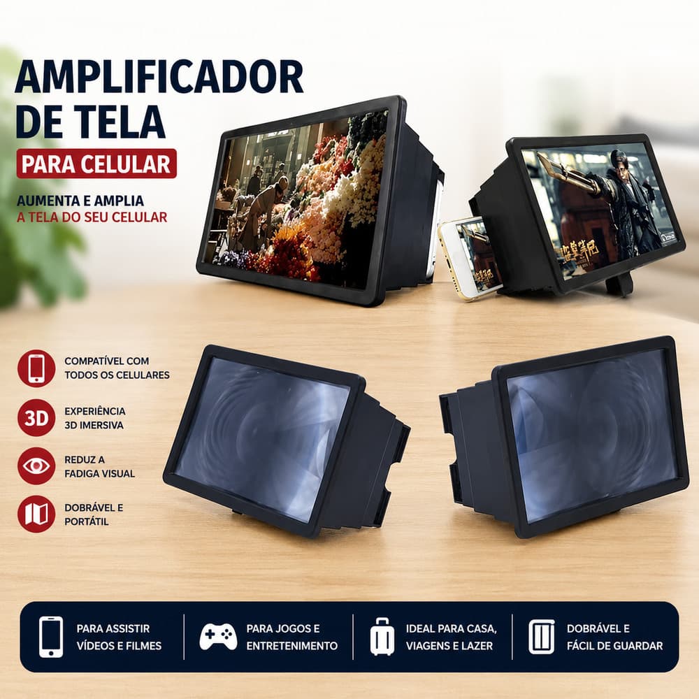 Ampliador de Tela Telefone Celular Amplificador De Imagem Tela Ultra Clara Luz Anti-Azul
