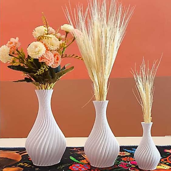 Kit Vasos Decorativos Espiral - Cor Branco - Moderno / Luxo / Elegante
