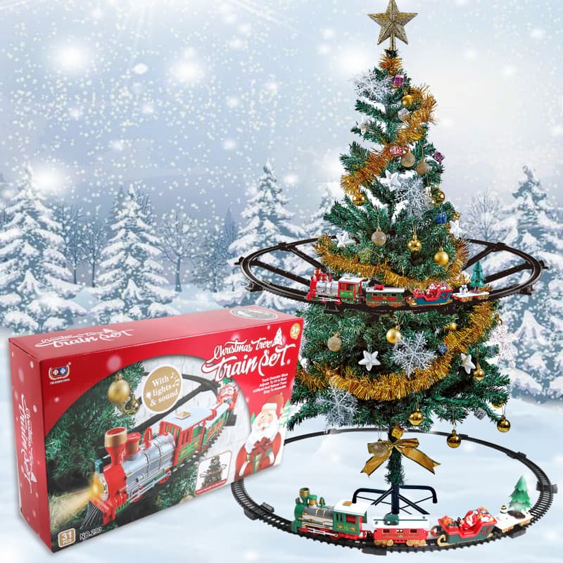 Carro de trilho elétrico de trem de Natal pendurado com concerto brilhante presente de Natal decorações para árvores de