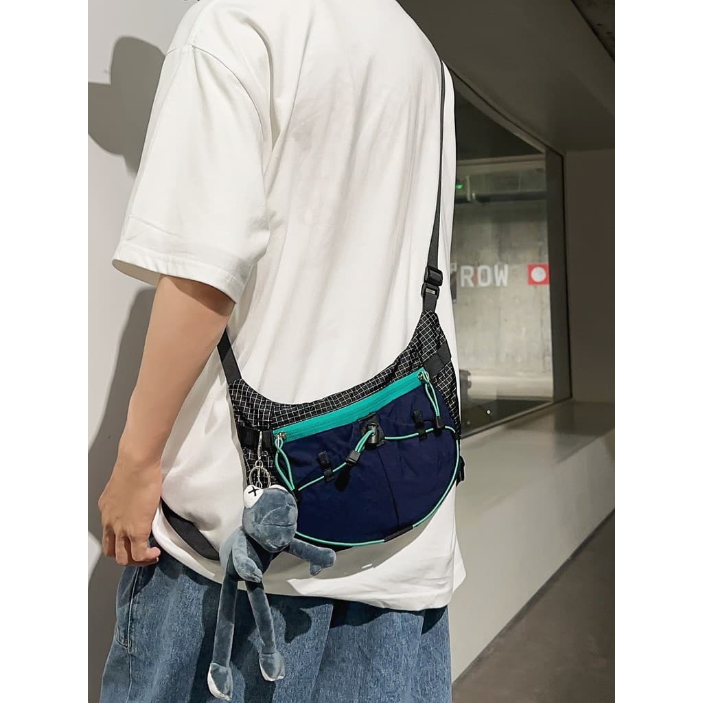 Verifique a cor correspondente crescente saco do mensageiro das mulheres dos homens rua Wear nicho Design ao ar livre mo