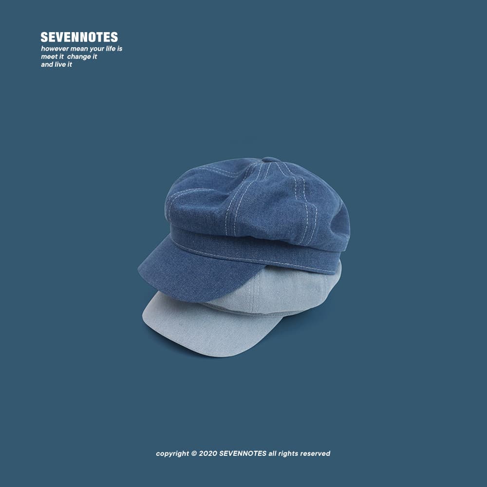 SEVENNOTES Chapéu Octogonal Boina Feminino Britânico Newsboy Chapéu Japonês ins Pintor Azul Chapéu de Cowboy Quatro Esta