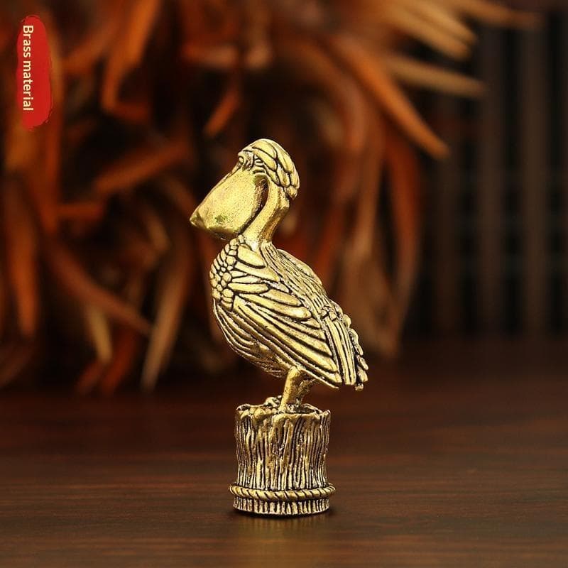 Estátua De Pelicano De Latão , Estatueta De Pássaro De Metal Artesanal Vintage , Mini Ornamento De Mesa Para Decoração D