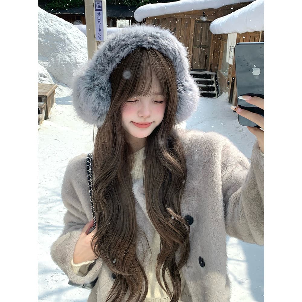 Protetores de orelha de pelúcia femininos inverno peludo earmuffs ciclismo anticongelante Anti-frio à prova de vento que