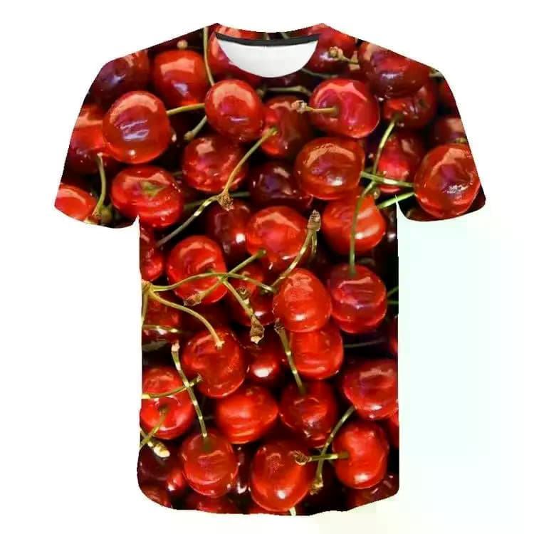 2026 Verão Mais Vendido Cross-Border Masculino Camiseta Frutas Manga Curta 3D Impressão Digital Topos