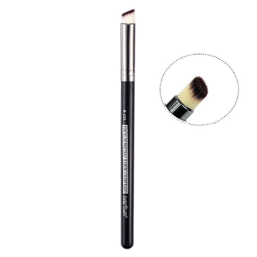 Pincel Profissional de Precisão Kabuki Chanfrado Macrilan B123 - Kit com 6