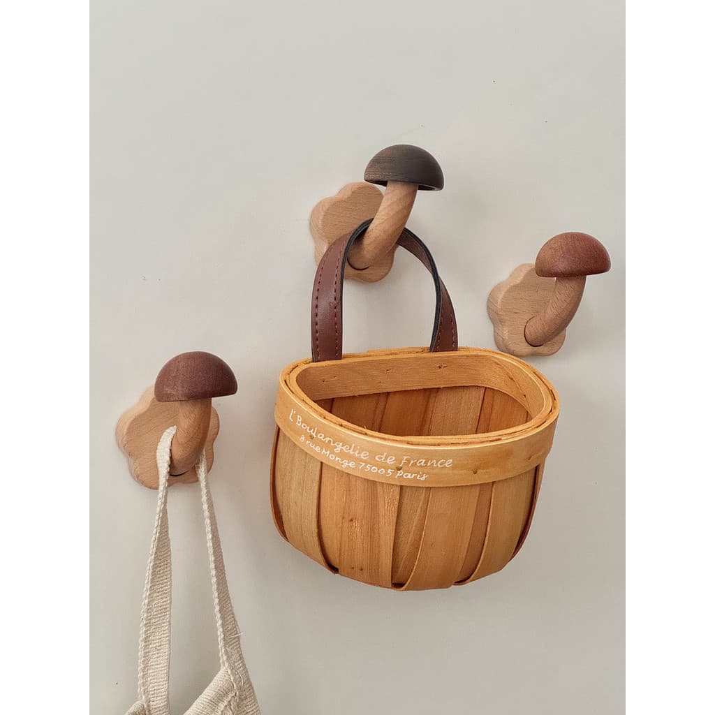Gancho de cogumelo flor de nogueira, cabide de roupas medievais de madeira maciça atrás da porta, entrada, cozinha, ganc
